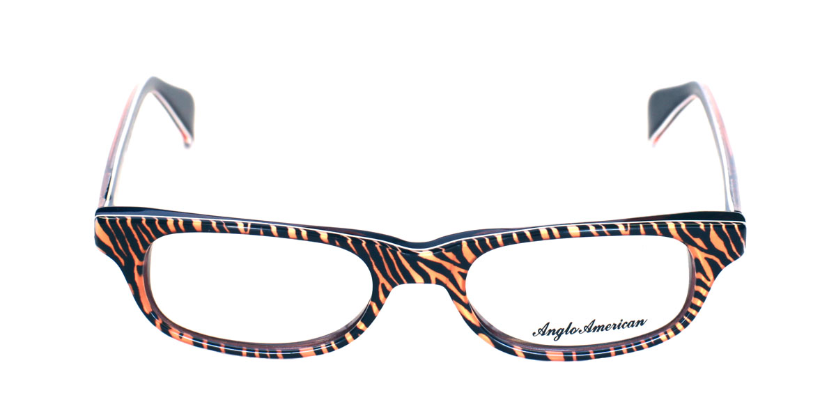 A pair of glasses is shown with the same pattern.
