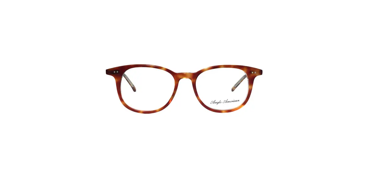 A pair of glasses is shown with the frame in front.