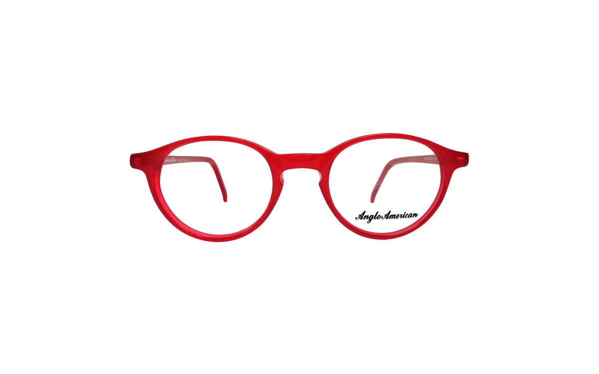 A red pair of glasses is shown.