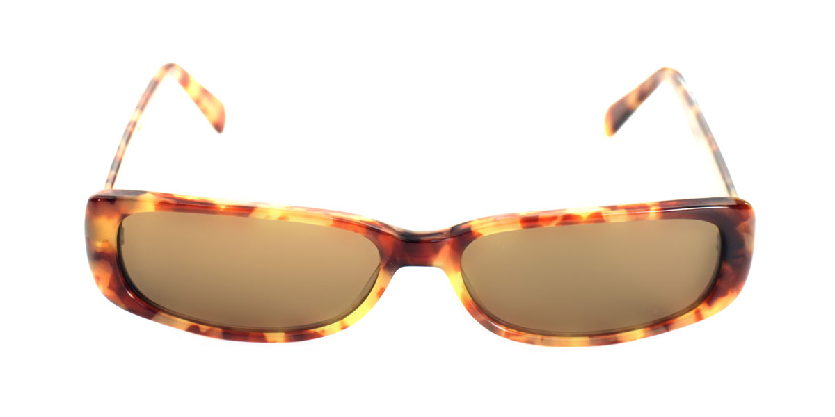 A pair of sunglasses is shown with brown lenses.