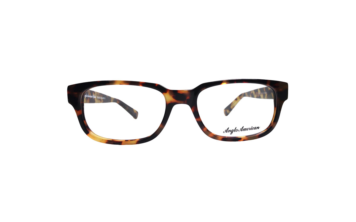 A pair of glasses is shown with the same pattern as the frame.